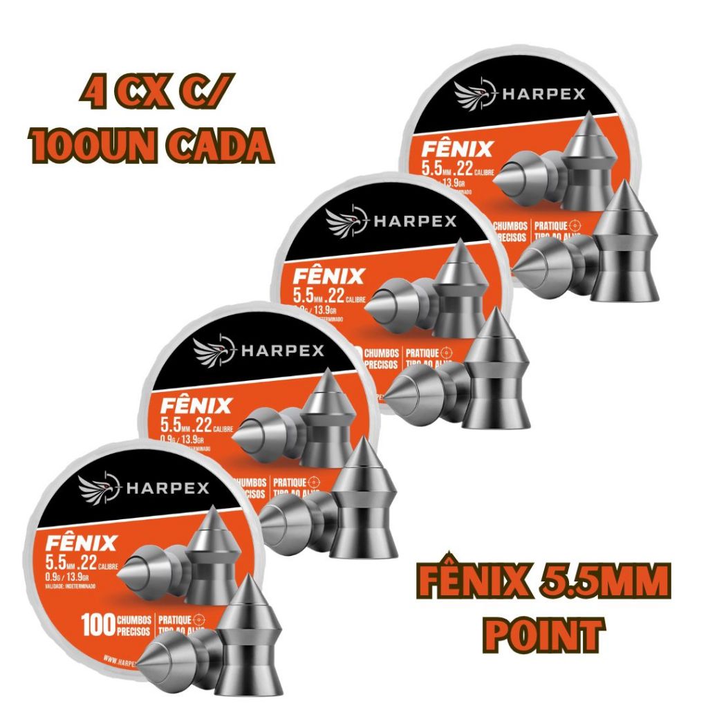 Kit 400 Chumbinhos Harpex Fênix 5.5mm  Pontiagudo