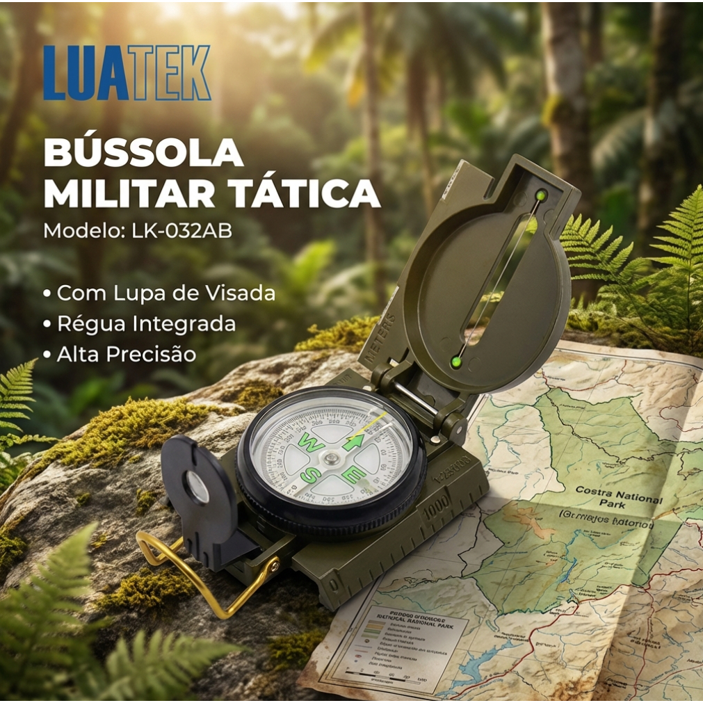 Bússola Profissional Com Lupa Camping Estilo Caç