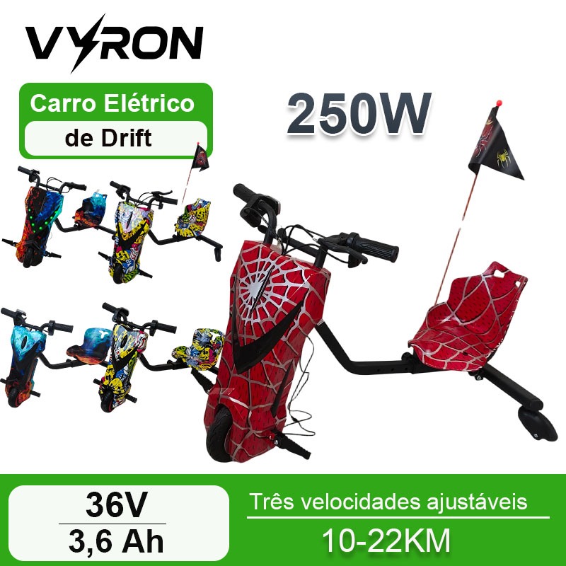 VYRON Drift Trike Elétrico Infantil 250W 360° 3 
