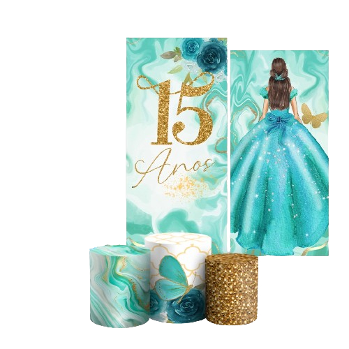 PAINEL VERTICAL E CAPAS DE CILINDROS TECIDO SUBLIM