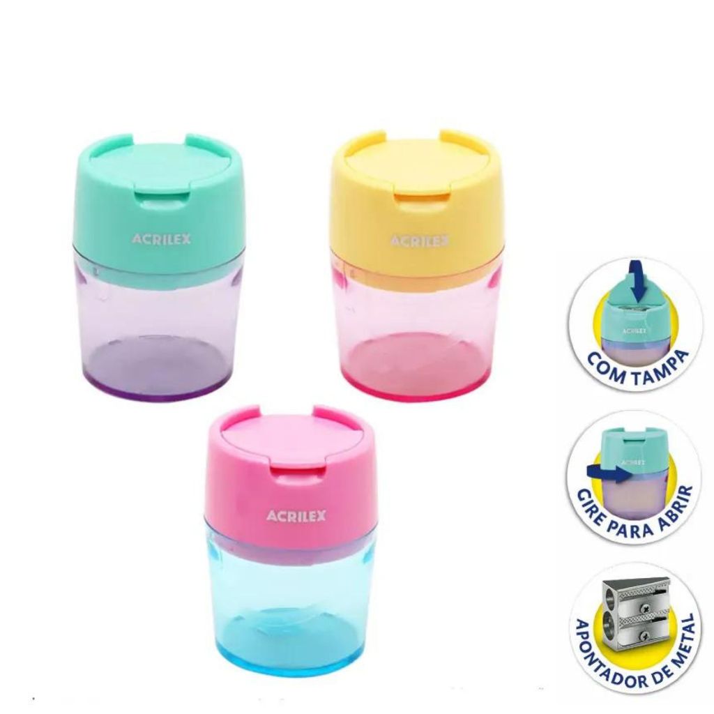 Apontador 2 Furos Com Depósito Candy Acrilex