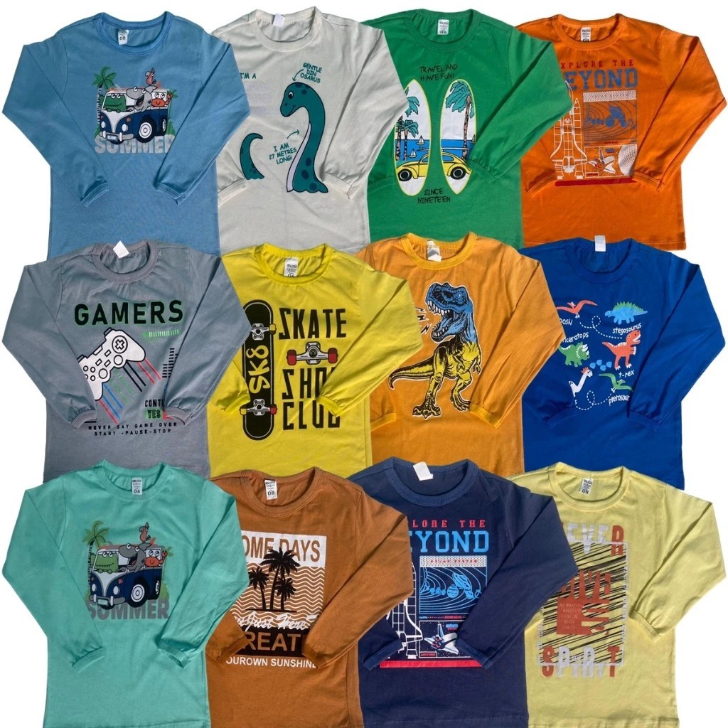 Kit 5 Camisetas Infantil Sortidos Desenho Manga Lo