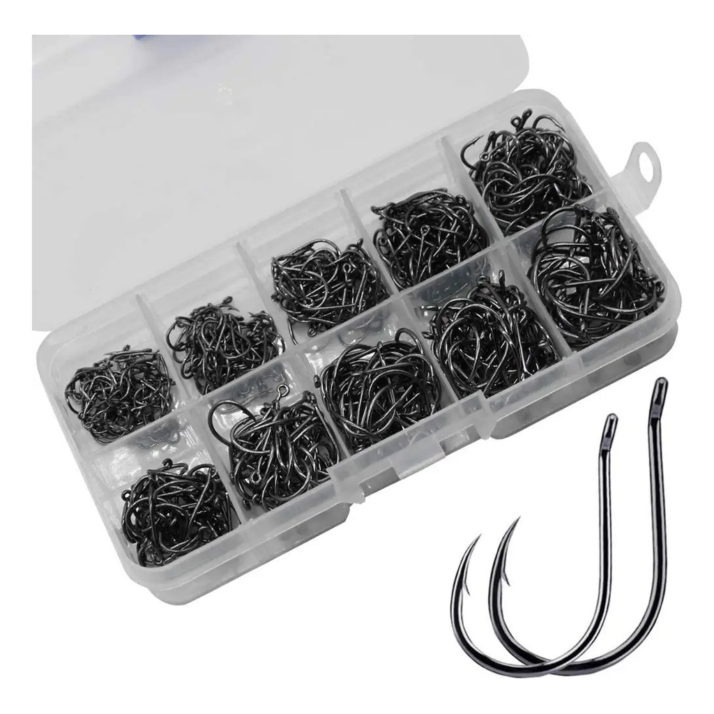 Kit 500 unid Anzóis Aço Carbono Tamanhos #3 ao #