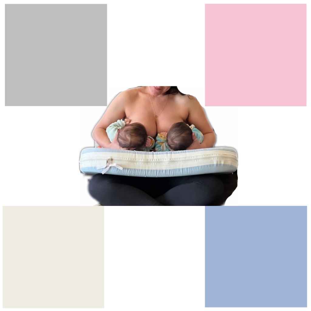 Almofada Amamentação Grande Gêmeos Bege Cinza A