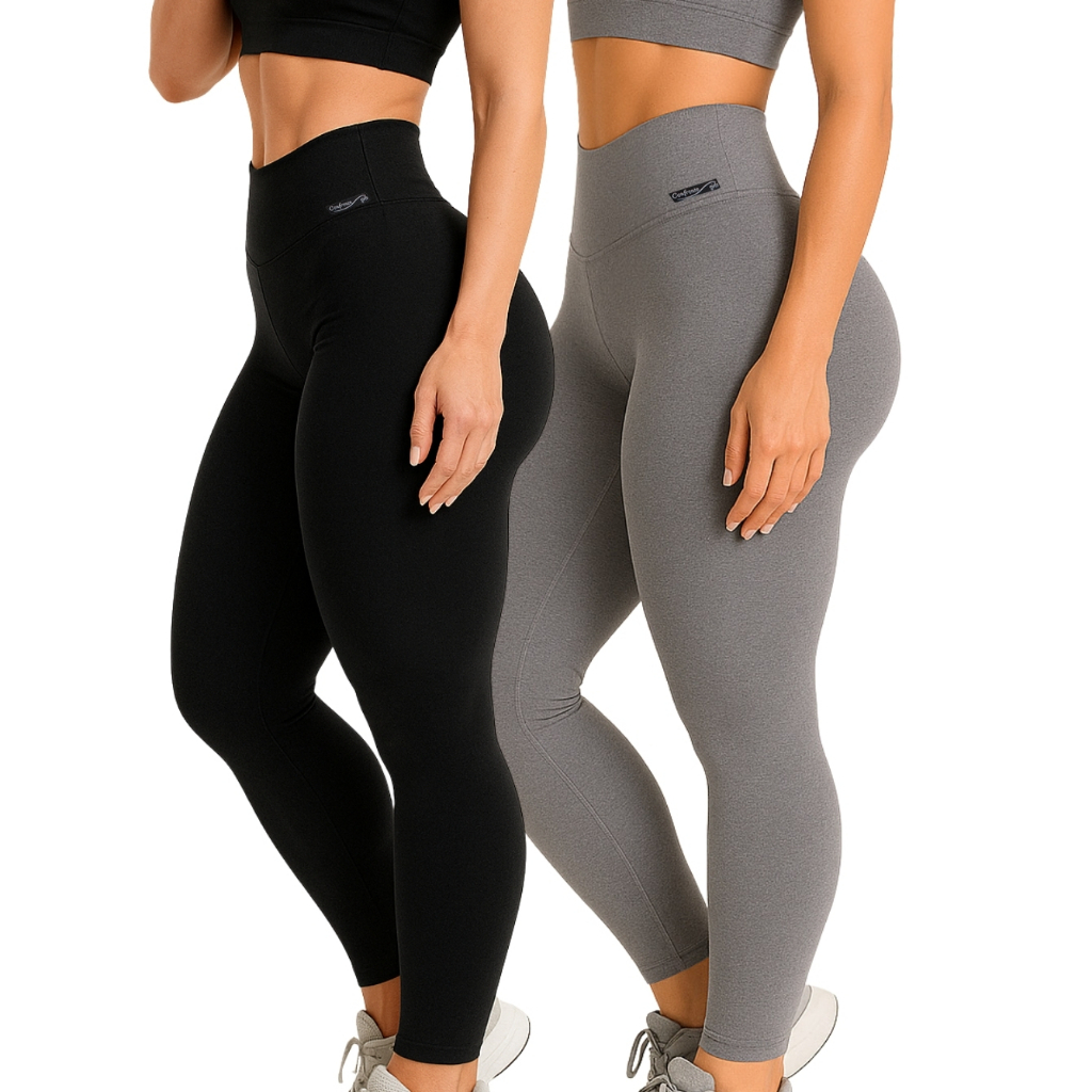 Kit 2 Calças Legging Feminina Cintura Alta Zero T