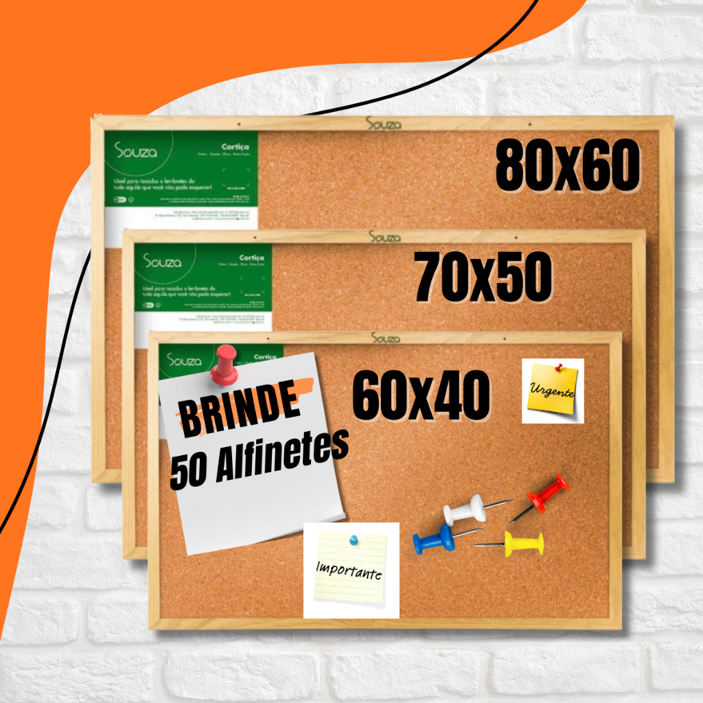 Quadro Lousa Cortiça Moldura Madeira Avisos Recad