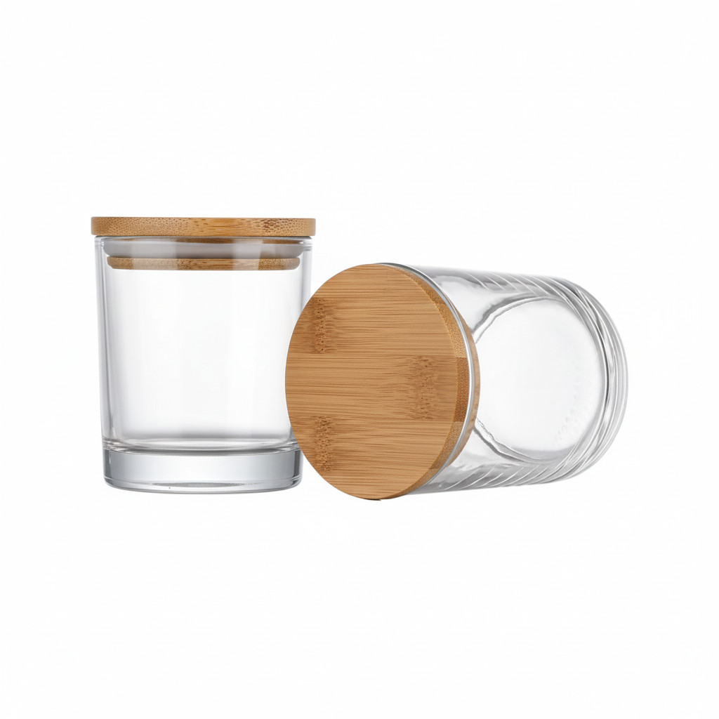 Kit 10 Copos de Vidro 120ml com Tampa Madeira e Ve