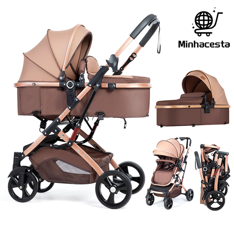Carrinho De Bebê 3 em 1 com Amortecedor Dobrável