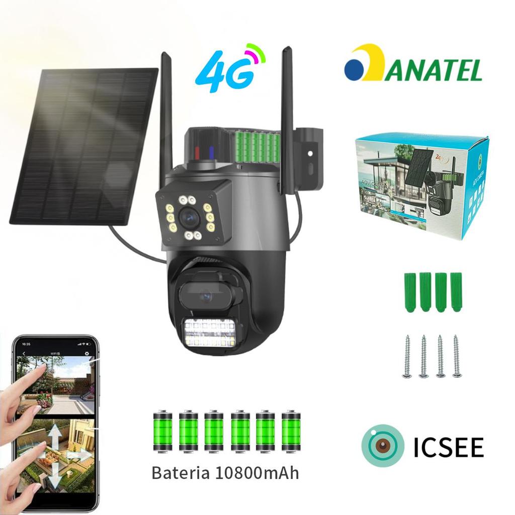 Câmera Segurança Solar 4G 4MP Bateria Longa Dura