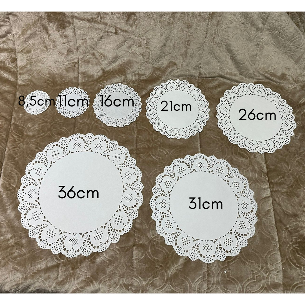 Kit 150 Toalha de Papel Rendada Redonda Doilies So
