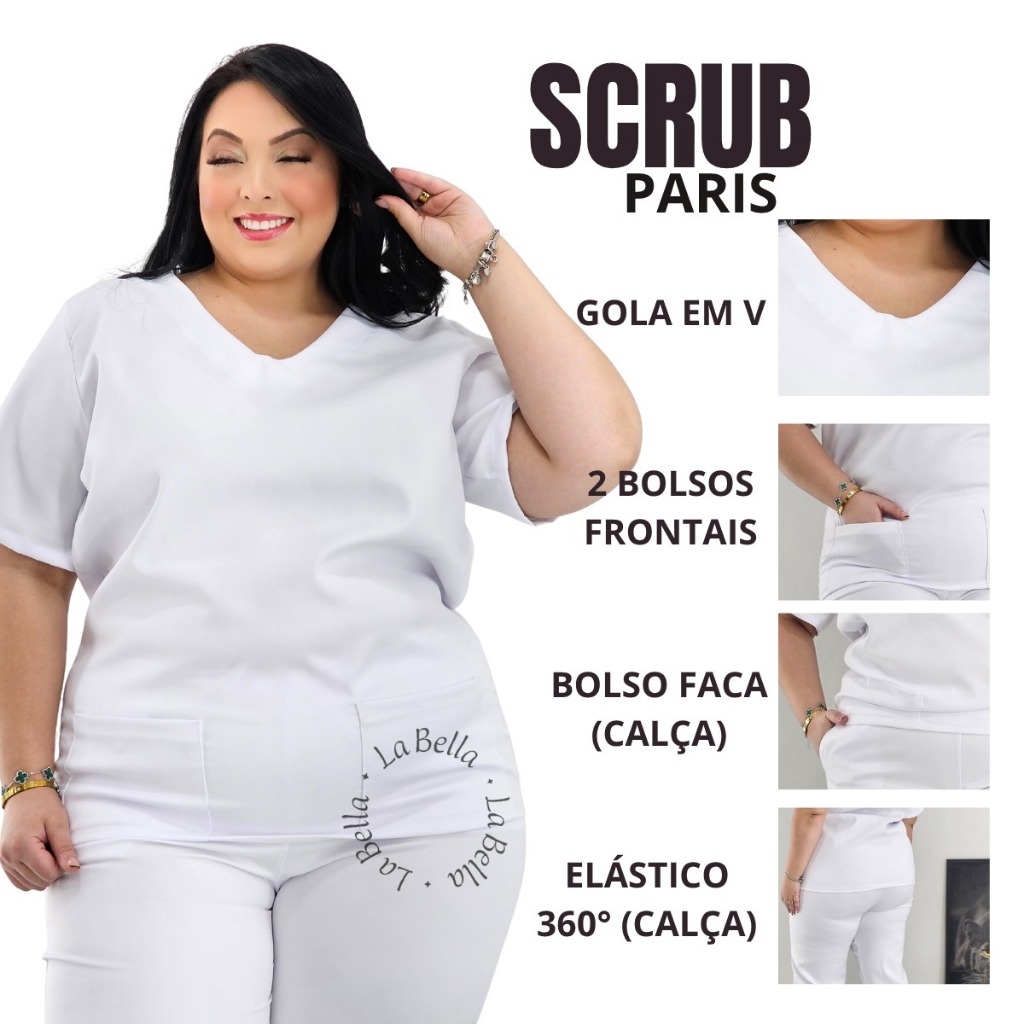 Gola V Pijama Plus Size Cirúrgico Feminino Unifor