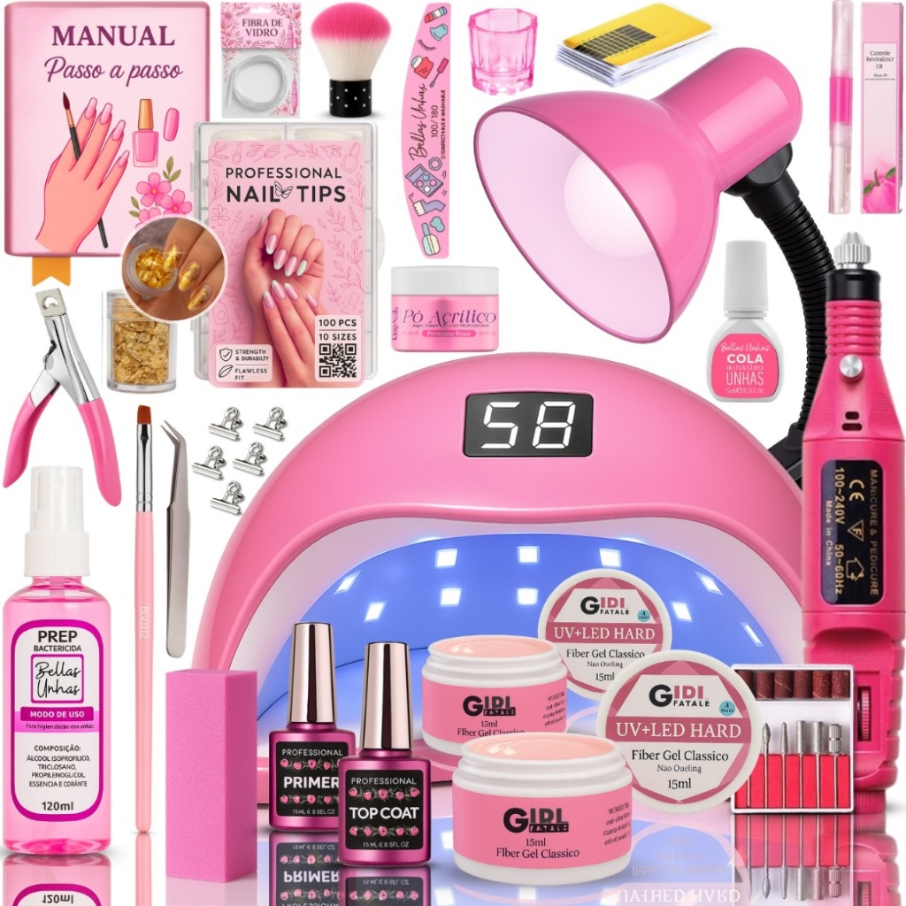 Kit Alongamento de Unha em Gel Completo Cabine Sun