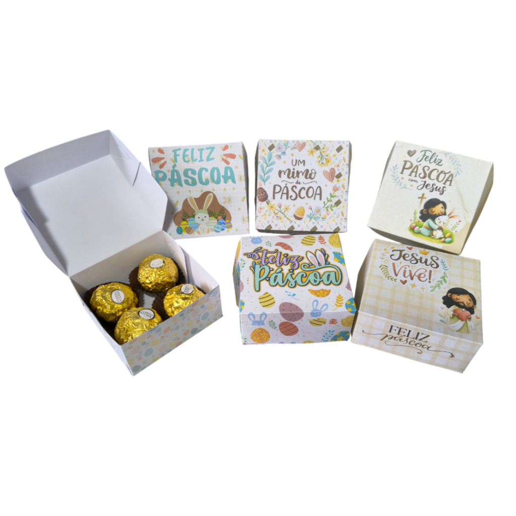 10 ~ 50 Caixas para 4 doces especial páscoa lembr