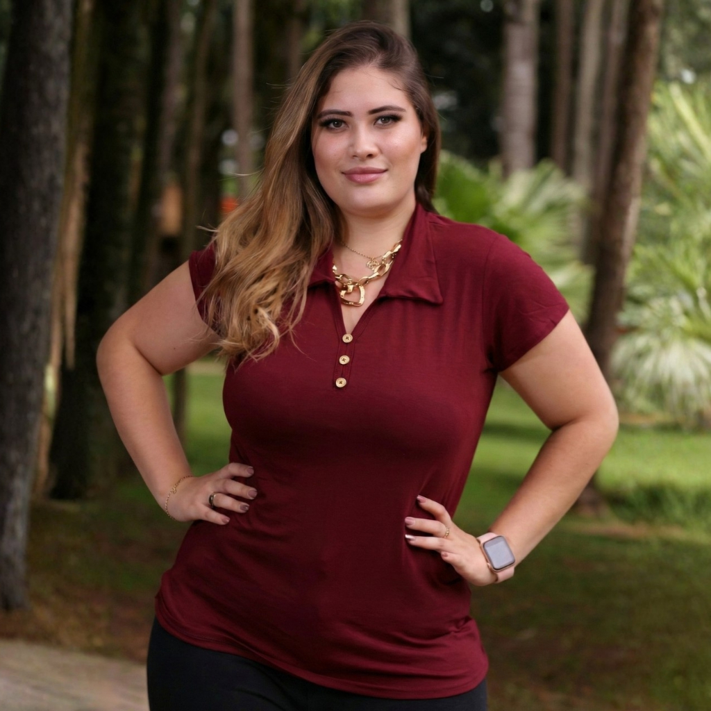 Blusa Feminina Plus Size Elegante Manga Curta Cami