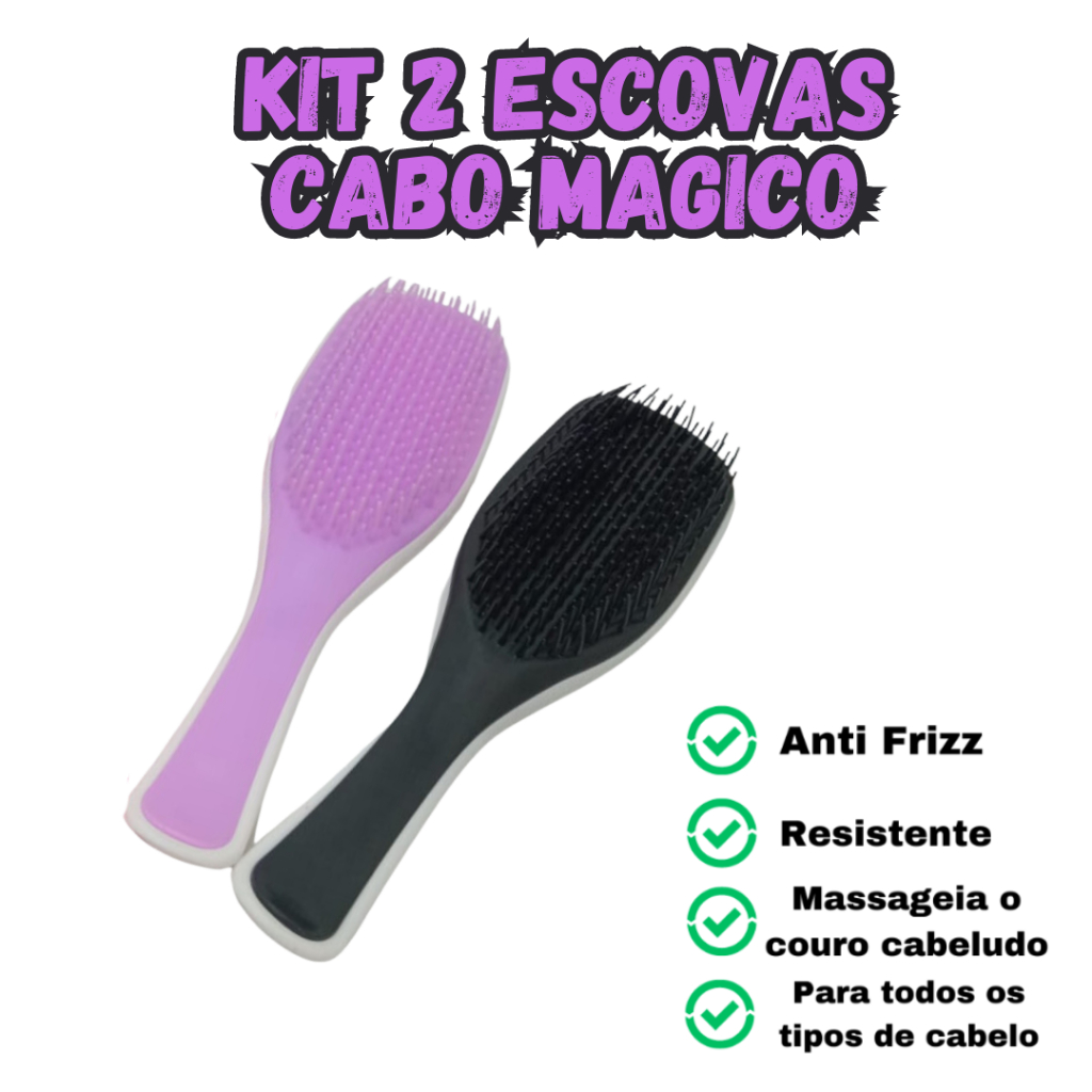 Kit 2 Escovas de Cabelo Cabo Magico – Anti F
