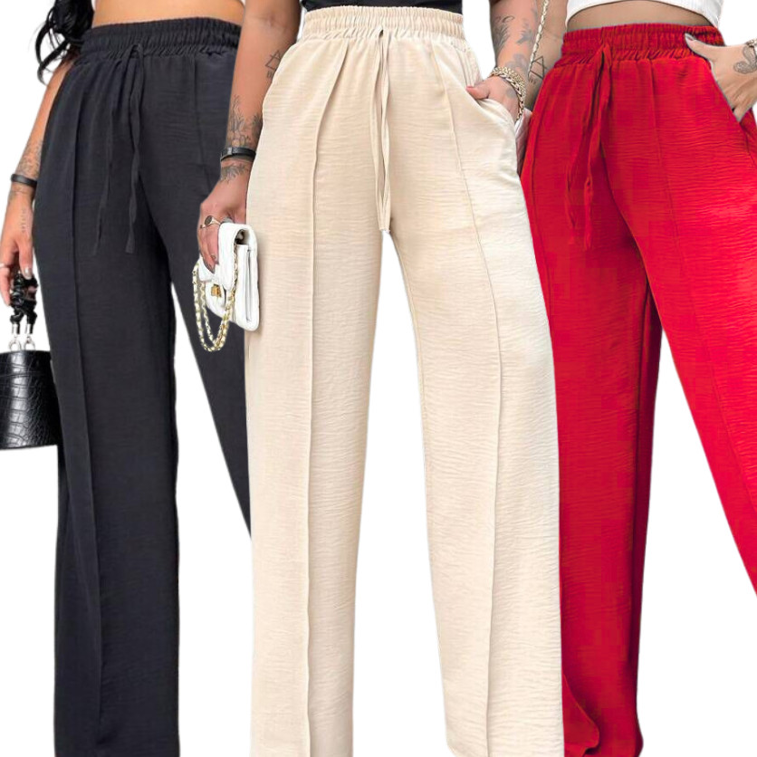 Calça Pantalona Wide leg Feminina Duna Cintura Al