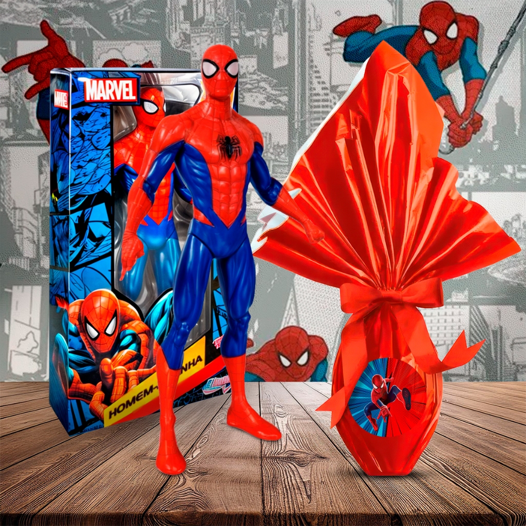 Kit Ovo Da Páscoa 250g Homem Aranha Vingador Bone