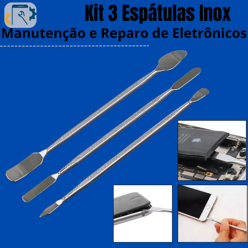 Kit 3 Espátulas de Aço Precisão Reparo Conserto