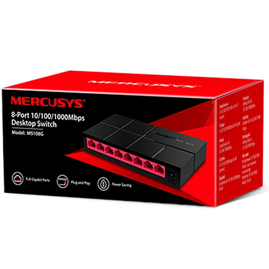 Switch 8 Portas Mercusys MS108G MCS0023 Preto