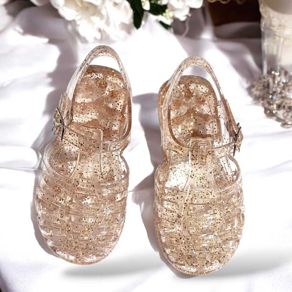 Sandália Infantil Menina Glitter Prata Arco-Íris