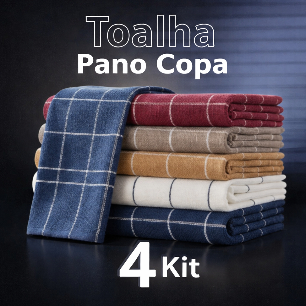Kit 4 Panos de Copa Coloridos Atoalhado Premium 10