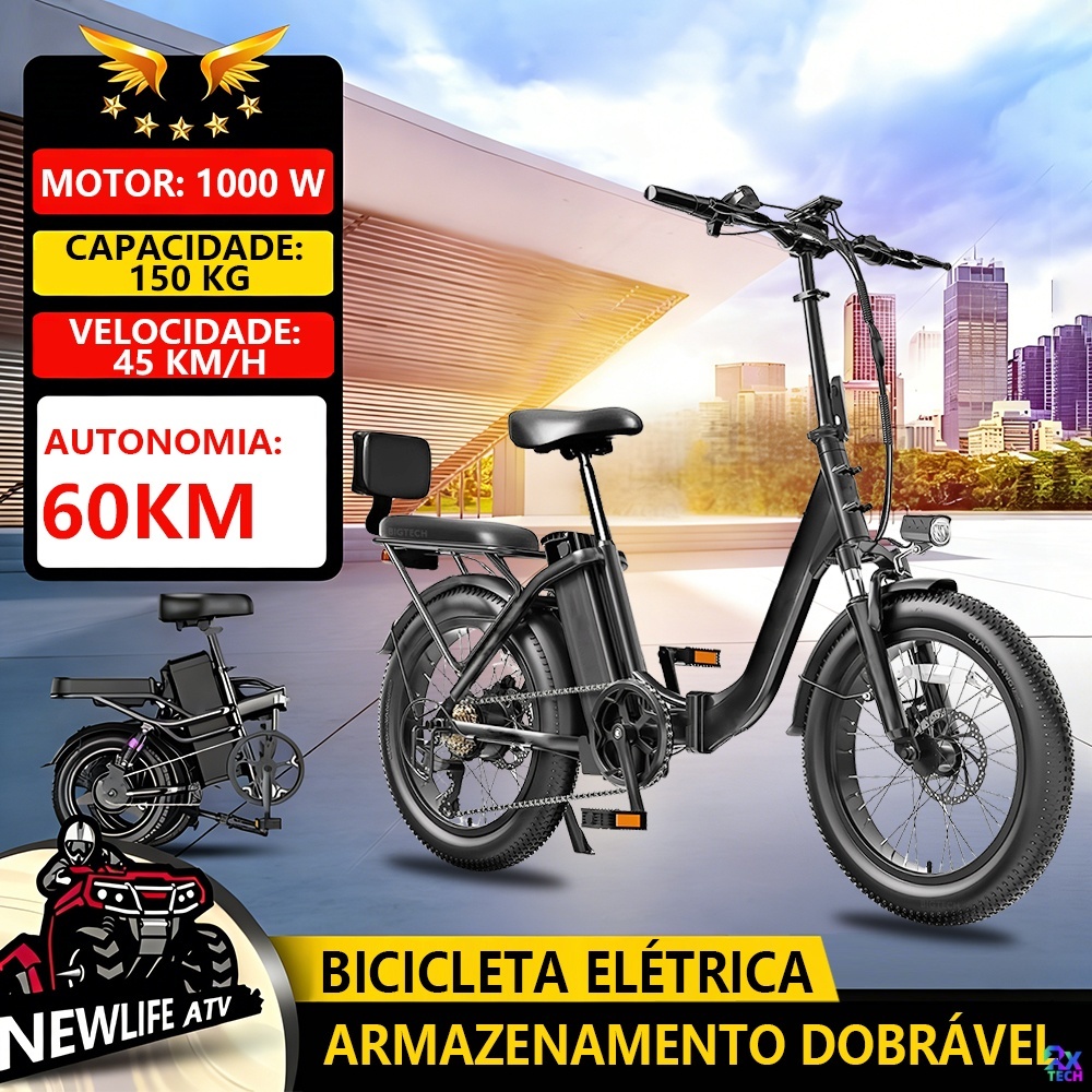 Bicicleta Elétrica Dobrável De 1000W Pedais Elé