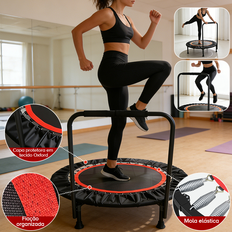 Trampolim Fitness Profissional 1m com Barra de Apo