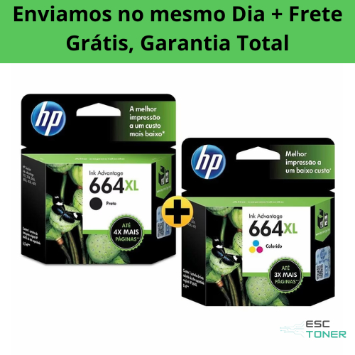 Kit Cartuchos Originais 664XL Preto e Colorido Par