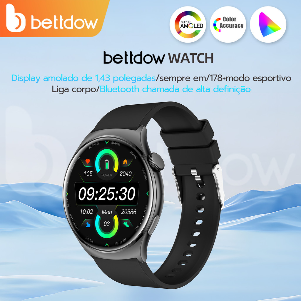 BETTDOW Smart Watch Mulheres Homens Bluetooth GPS 