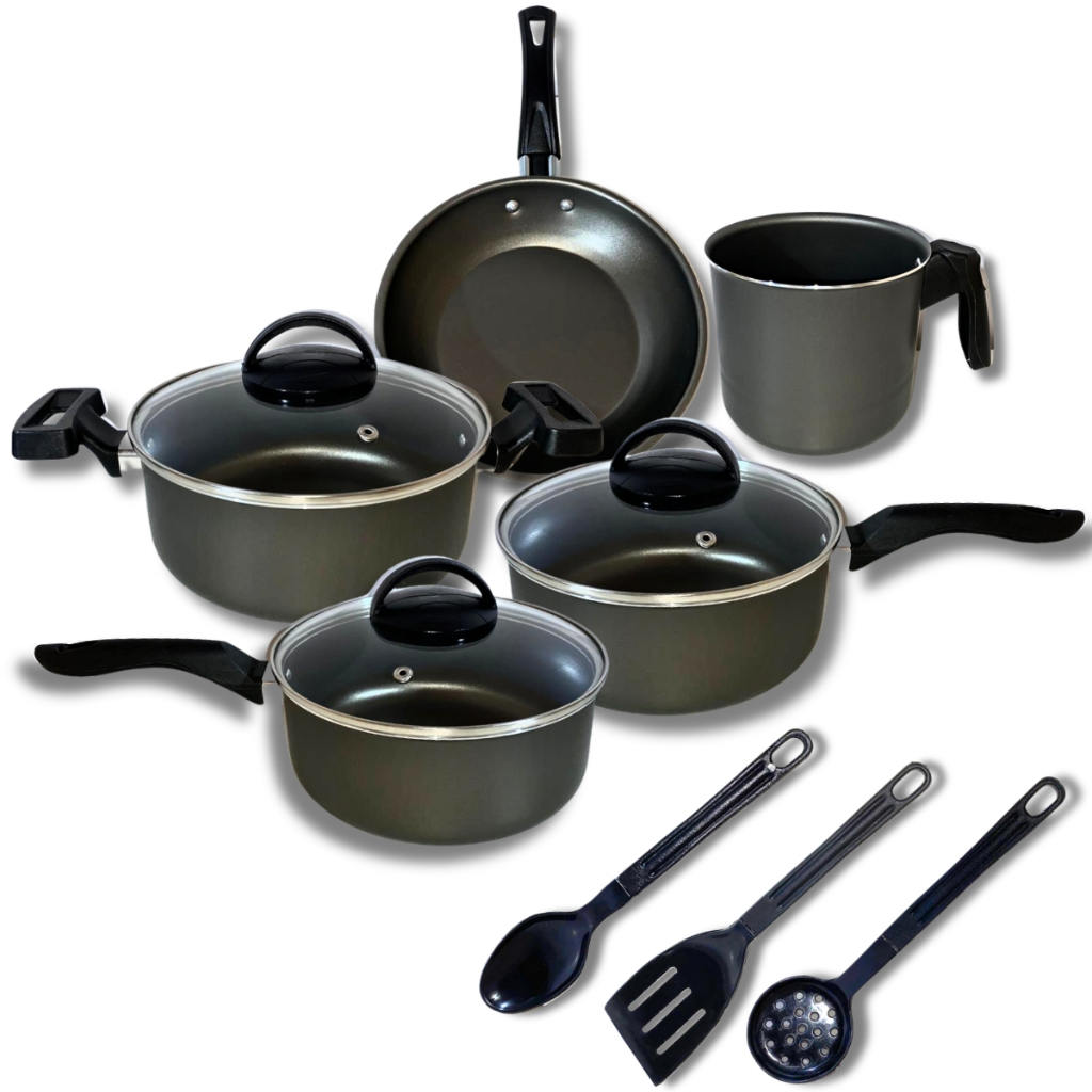 Jogo Panelas 8 Pçs Antiaderente Com Tampa Vidro