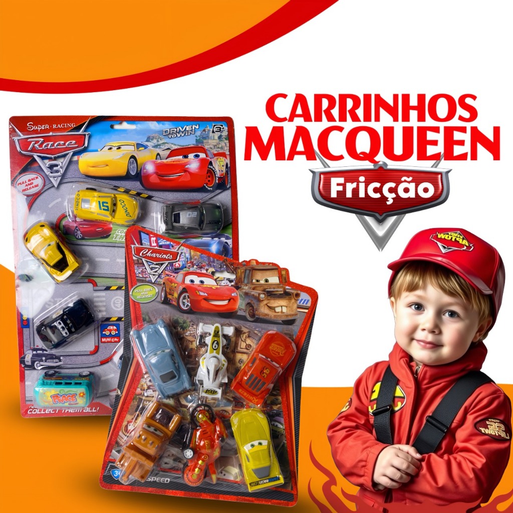 Kit 6/8 Carrinhos Fricção Filme Carros 3 Mcqueen