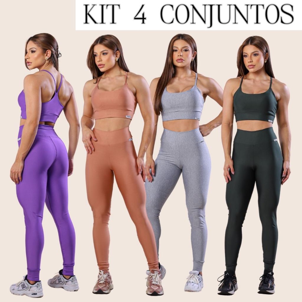 Kit 4 Looks Fitness Femininos Conforto Estilo Zero