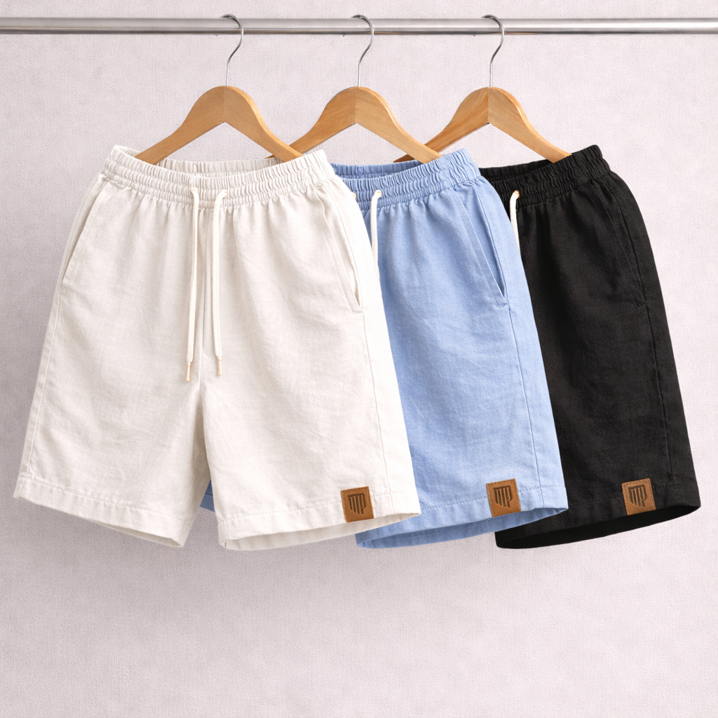 3 Shorts Masculinos em Linho Premium  Modelo Casua