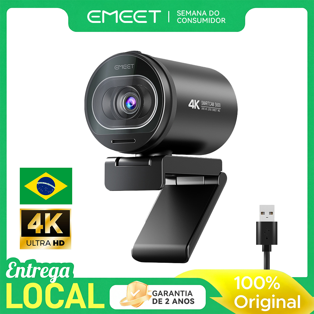 Emeet S600 4k 30Fps Webcam Autofoco Com Microfone 