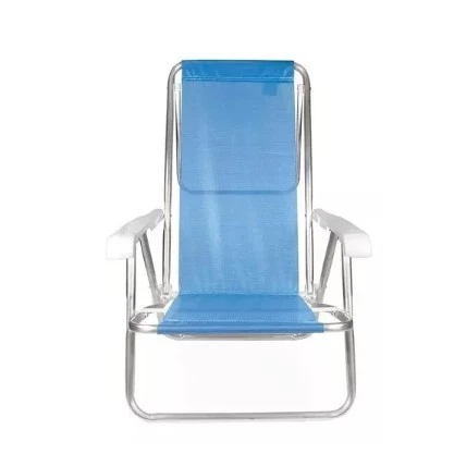 Cadeira De Praia Piscina Reclinável Aluminio 8 Po