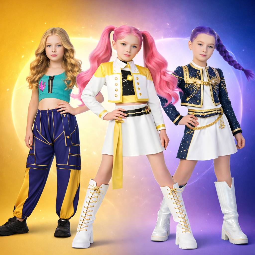 Fantasia Guerreiras Kpop Festa Pop Infantil Dança