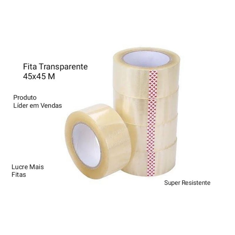 10 Rolos de Fita Adesiva Transparente 45×45 &