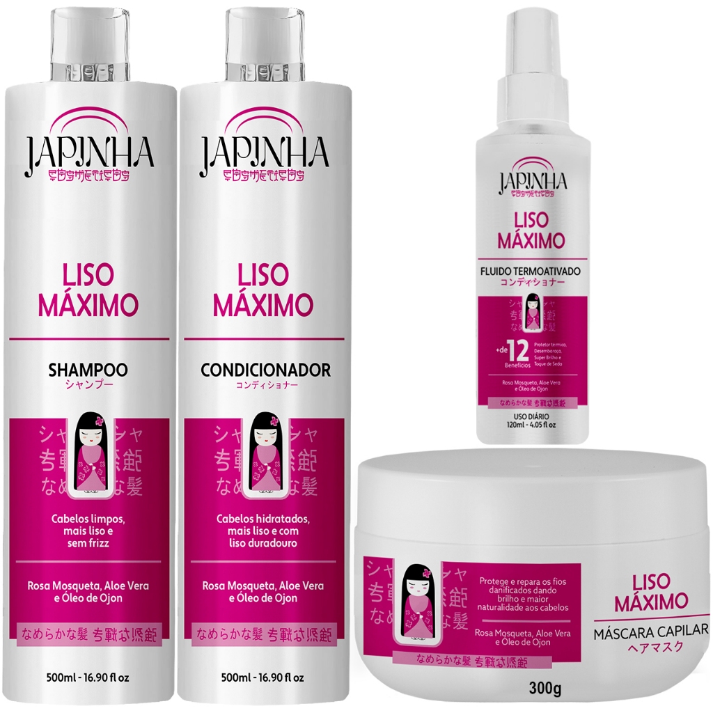 Kit Japinha Liso Máximo | Shampoo, Condicionador,