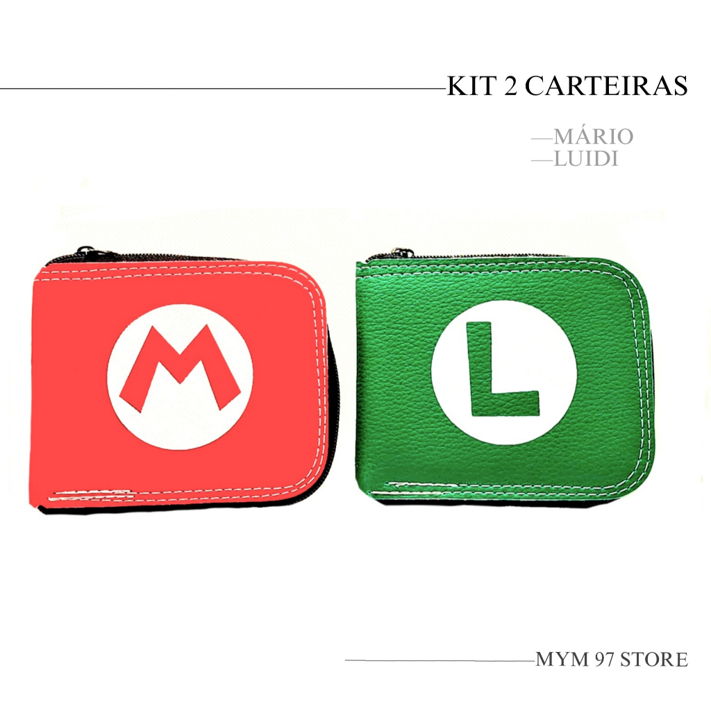 Kit 2 Carteiras Dupla Mario e Luigi