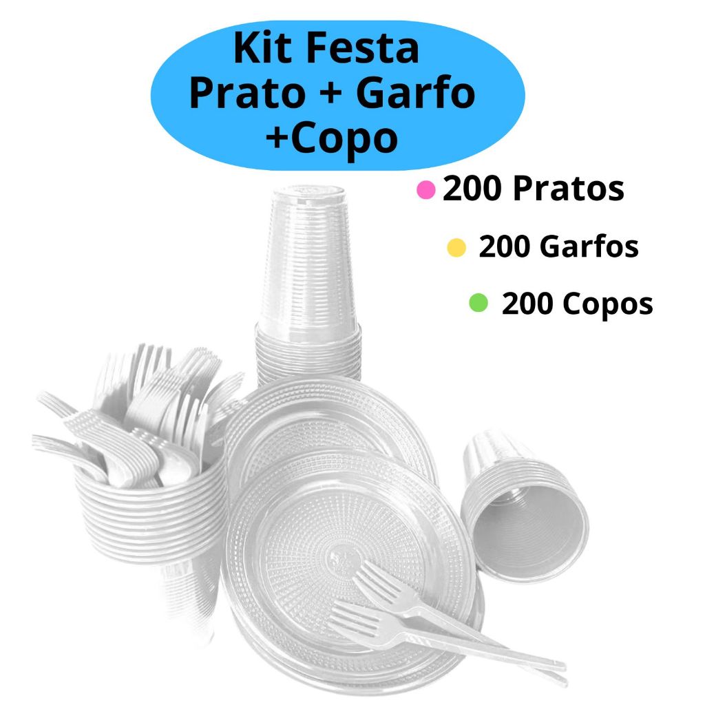 Kit Festa 50/200 Pessoas Economico Branco GARFO + 
