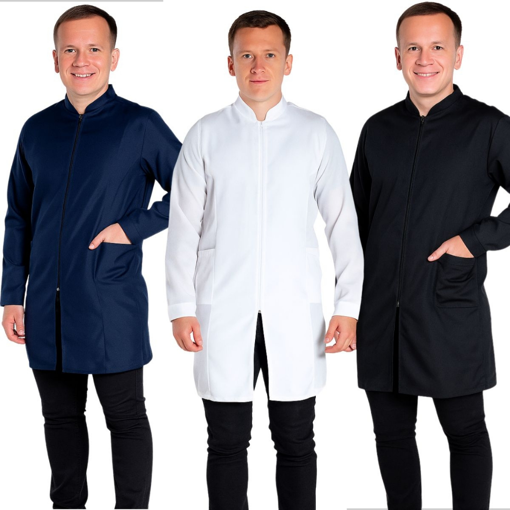 Jaleco Profissional Masculino Gola Padre Manga Lon