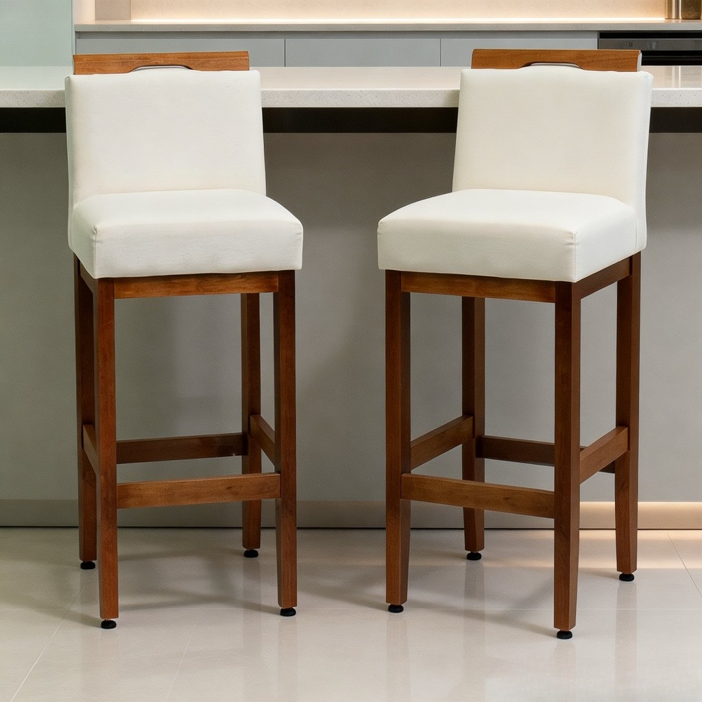 Kit 2 Banquetas Altas 75cm Estofada Assento Bancad