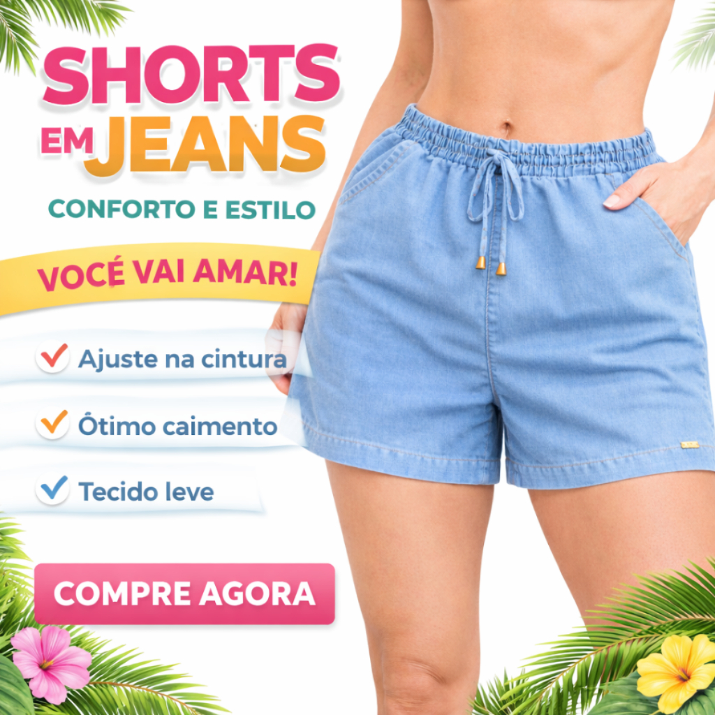 Bermuda básica jeans, Short feminino casual, Berm