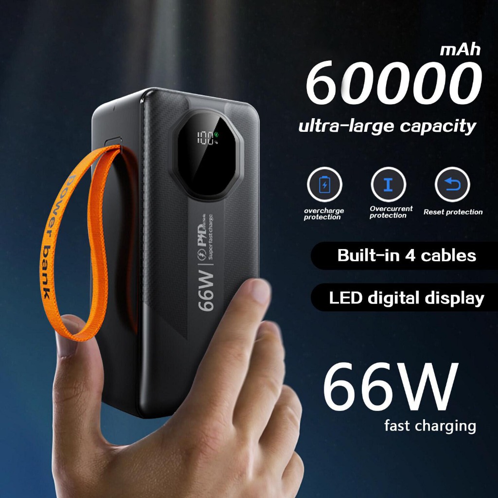 Novo 60000mAh Turbo 66W PD Powerbank de grande cap
