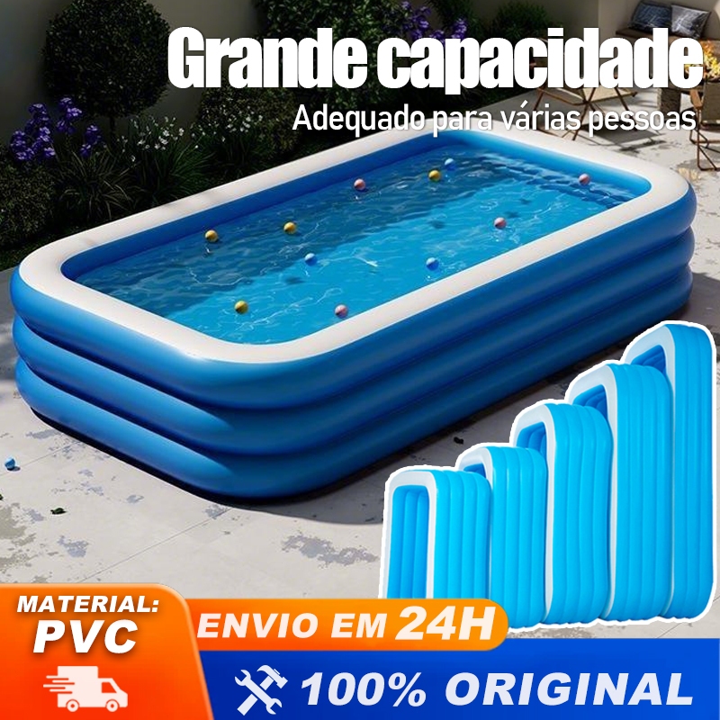Piscina inflável Retangular PVC Azul Familiar Res