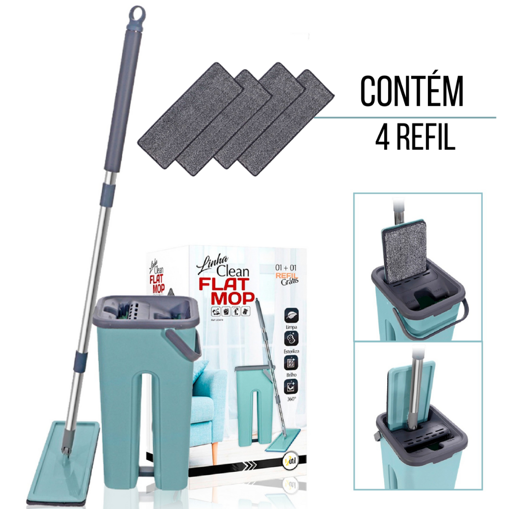 Mop Flat Esfregão Magico Limpa Facil com Balde li