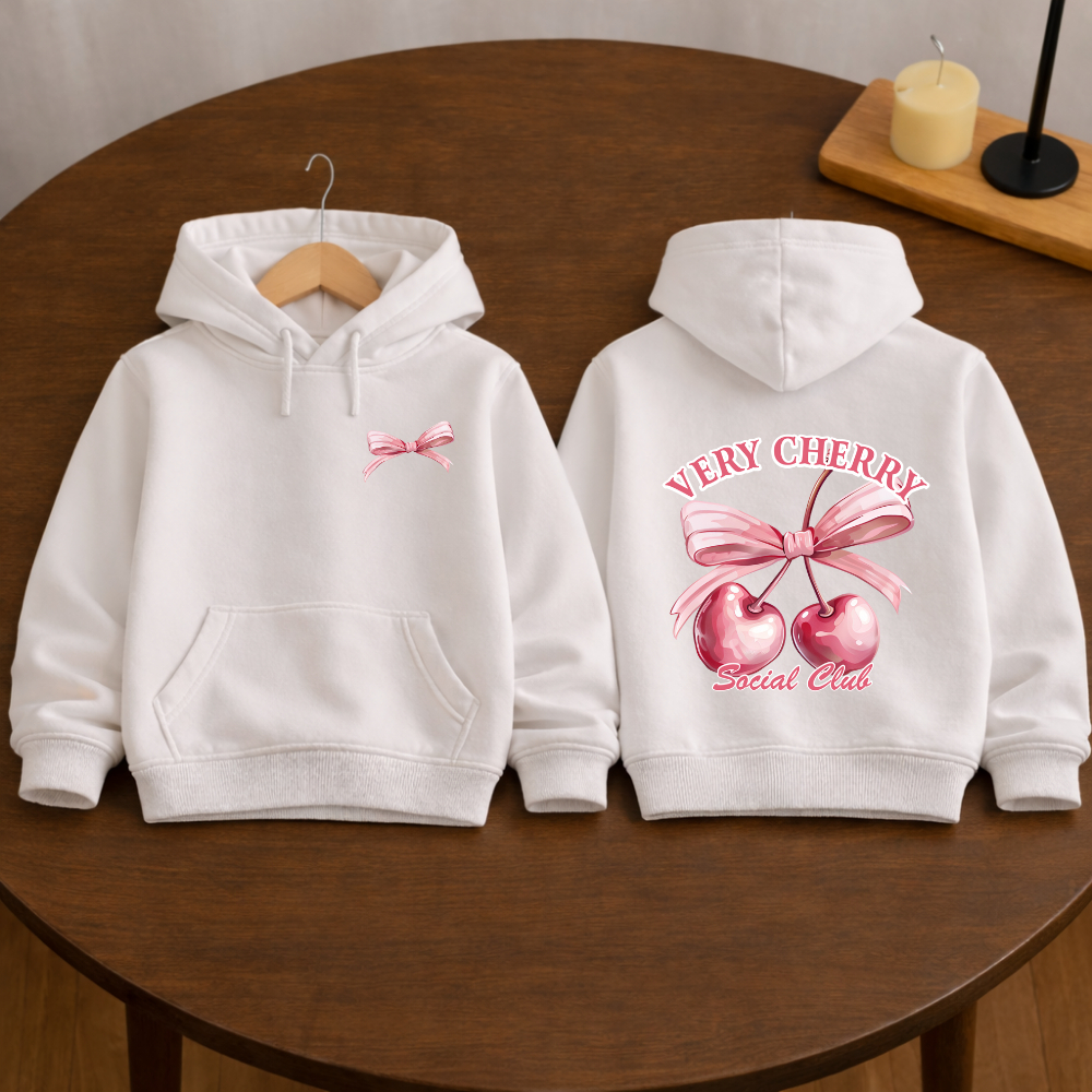 Moletom Infantil Estampa De Cereja Canguru Com Cap