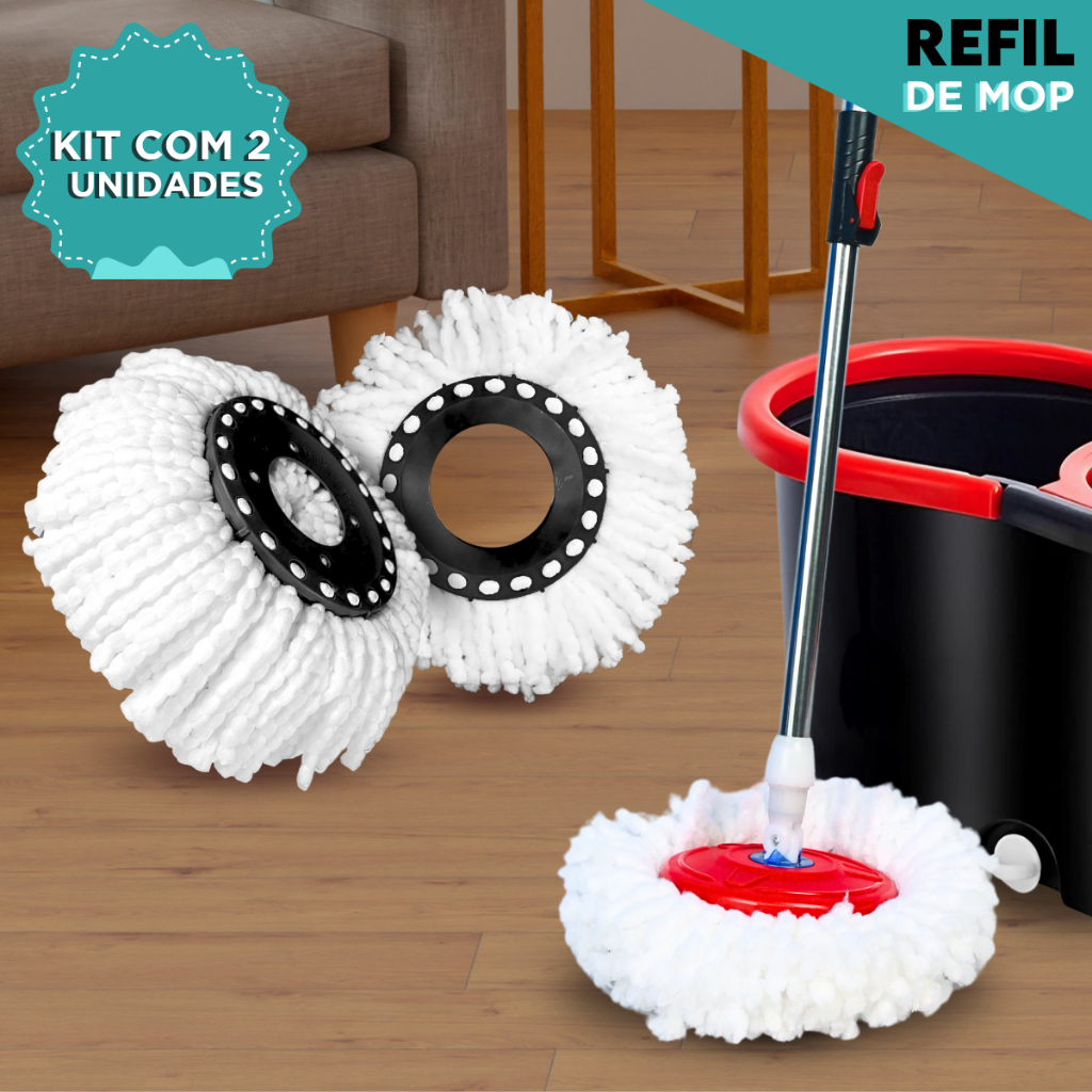 Refil Mop Giratório Esfregão Kit Com 2 Unidades 