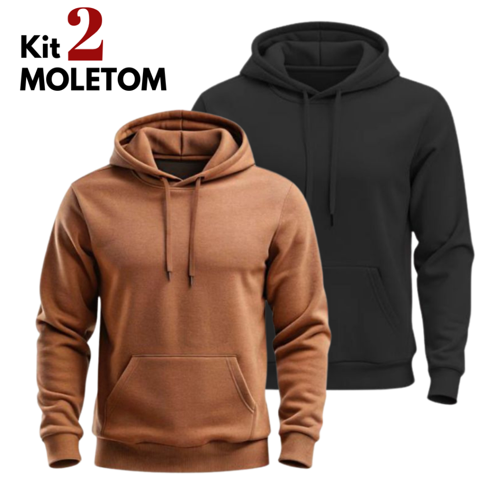Kit Moletom Canguru Liso Flanelado Masculino Femin