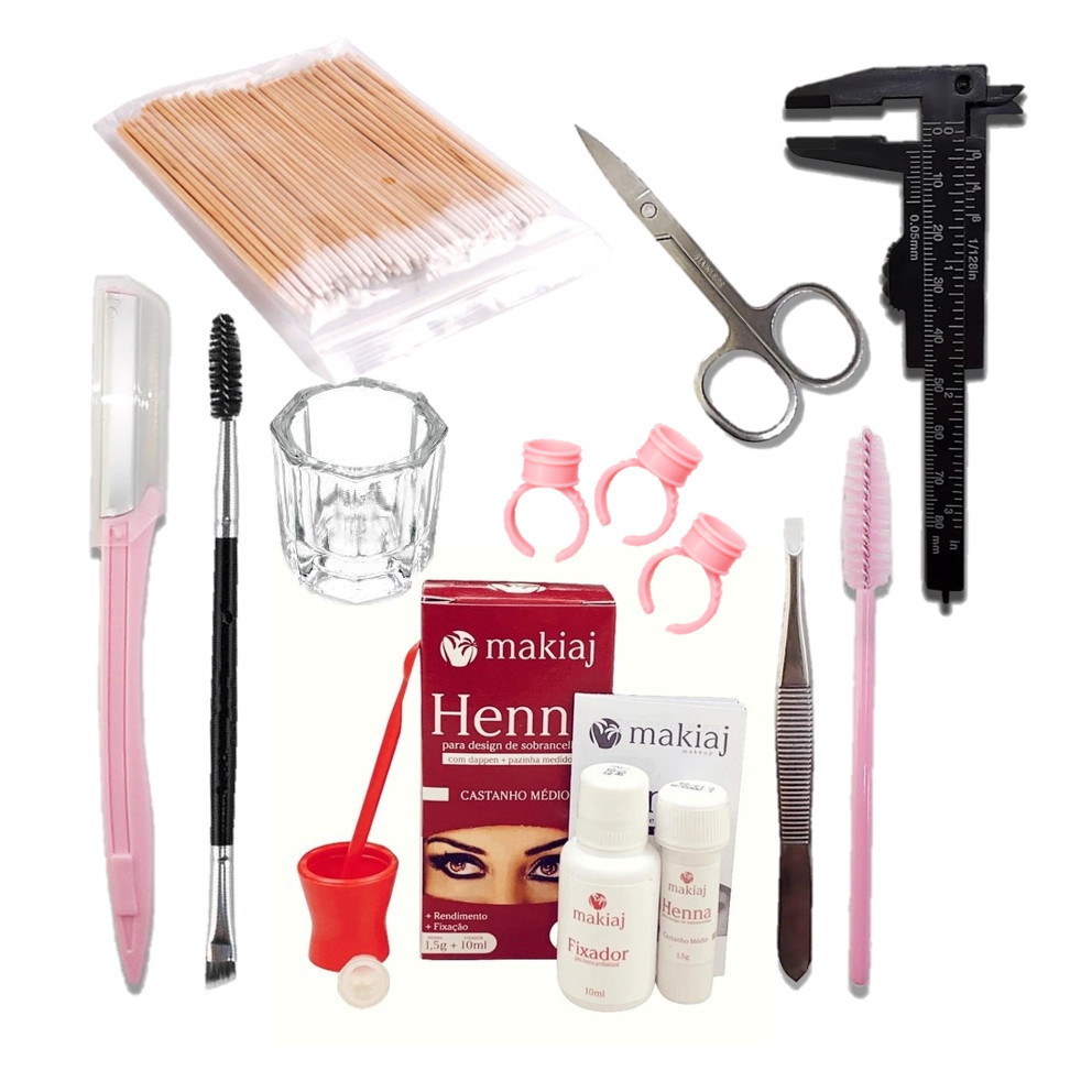Kit Henna Designer Sobrancelhas Profissional e Fix